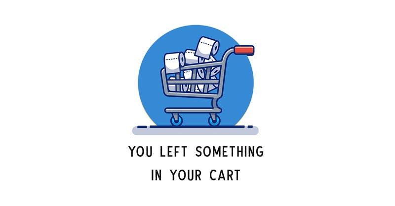 Graphic Of An Abandoned Cart With Items In It To Increase conversions With Retargeting Ads